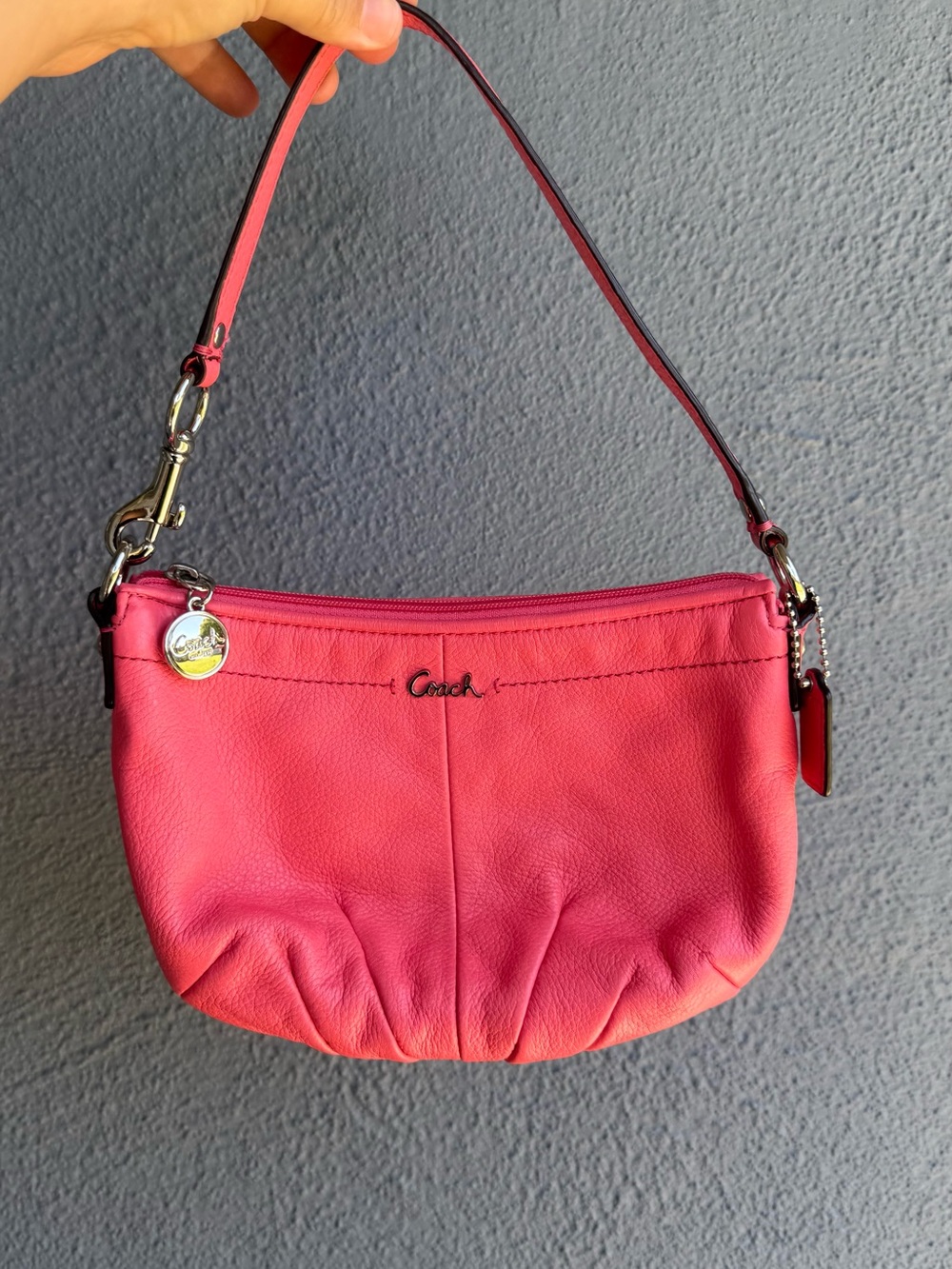 Coach Pink Leather Mini Shoulder Bag with Gold Hardware